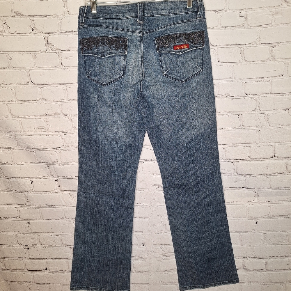 Sasson Ooh La La Vintage Bootcut Boogie Embellished Pockets High Rise Jeans Sz 8 - Picture 5 of 11